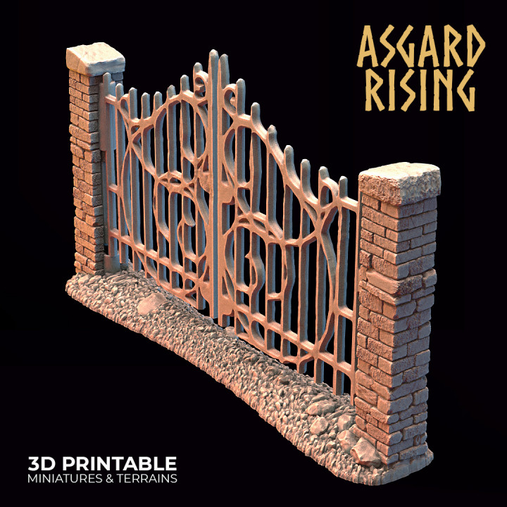 Stone Wall with Gate (ver. 1) /Terrain/ /Pre-supported/ image