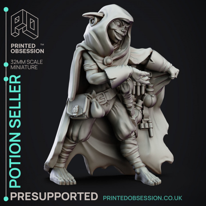 Potion Seller - Goblin Potion Brewer - PRESUPPORTED - 32mm Scale image