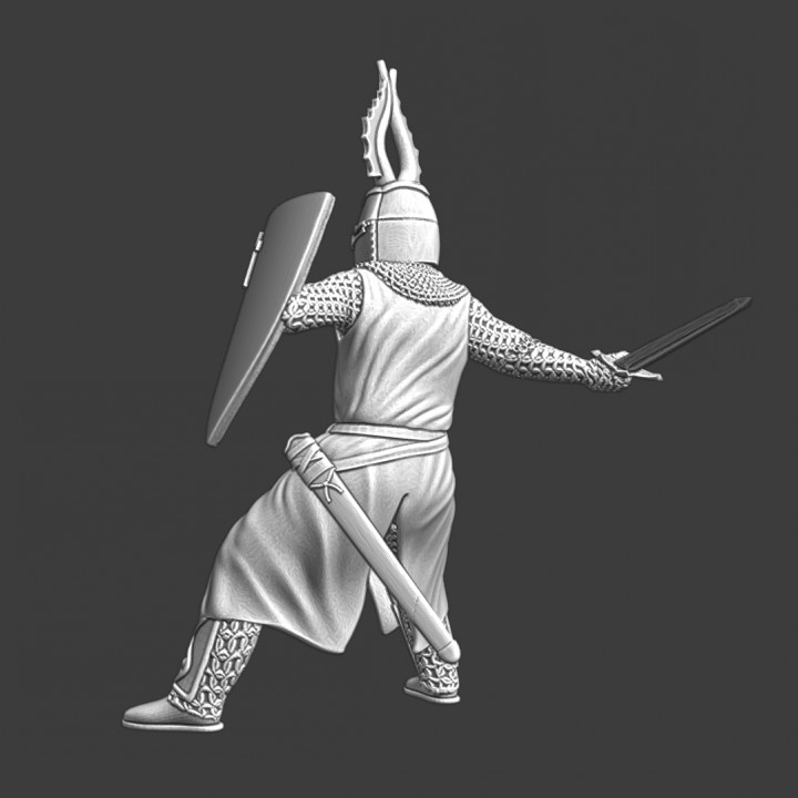 Medieval order knight swinging sword image