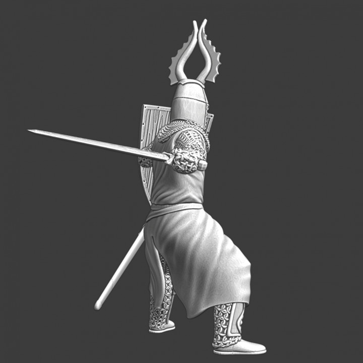Medieval order knight swinging sword image