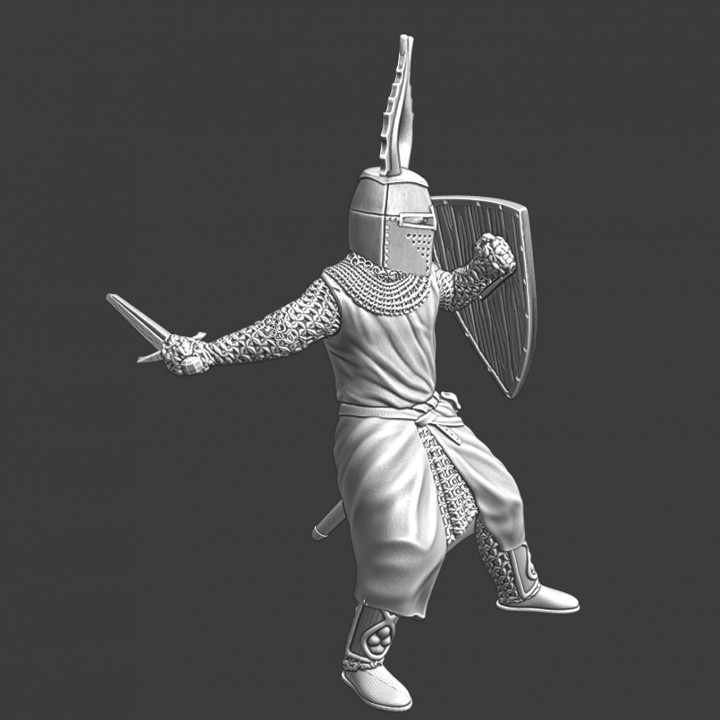 3D Printable Medieval order knight swinging sword by Northern Crusades