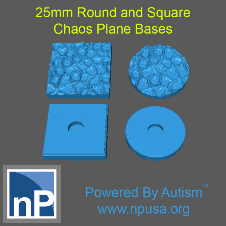 25mm Round and Square Chaos Plane or Alien World Bases image