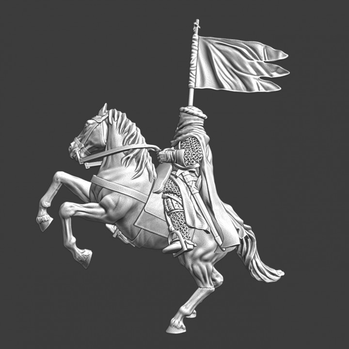 Medieval old knight carrying the banner image