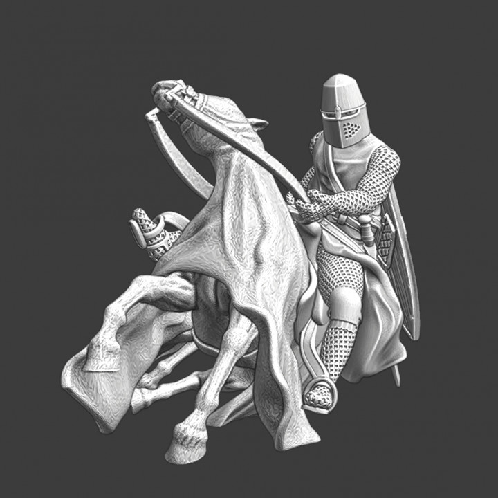 Medieval crusader knight - falling with horse image