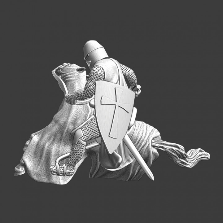 Medieval crusader knight - falling with horse image
