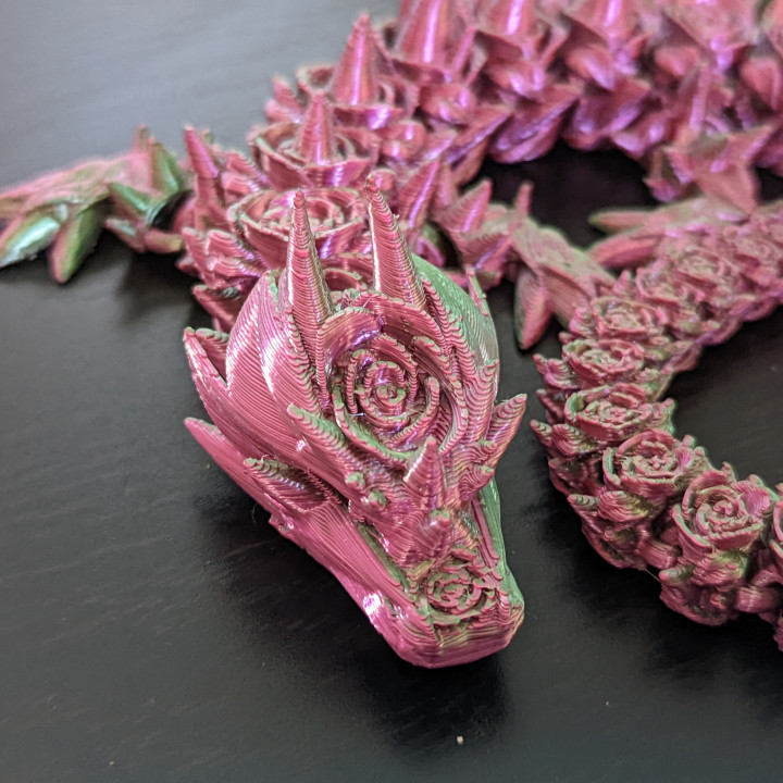 3D Print of ROSE DRAGON, VALENTINE'S DAY, ARTICULATING FLEXI