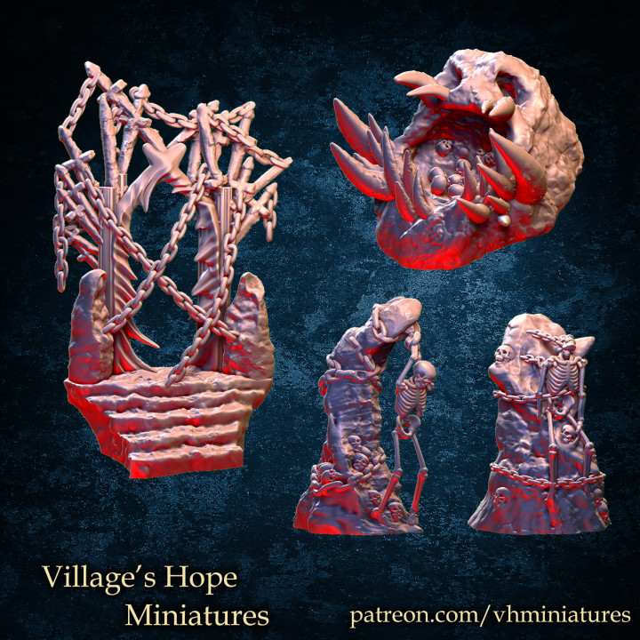 Hell scatter terrain , hell gate ,skeleton hanging image