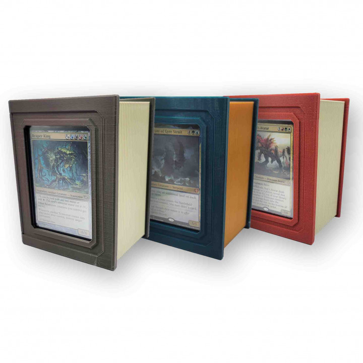 False Book Deck Box - Showcase Commander/EDH Frame - Holds 100 Sleeves Cards - Supportless/Print-In-Place image
