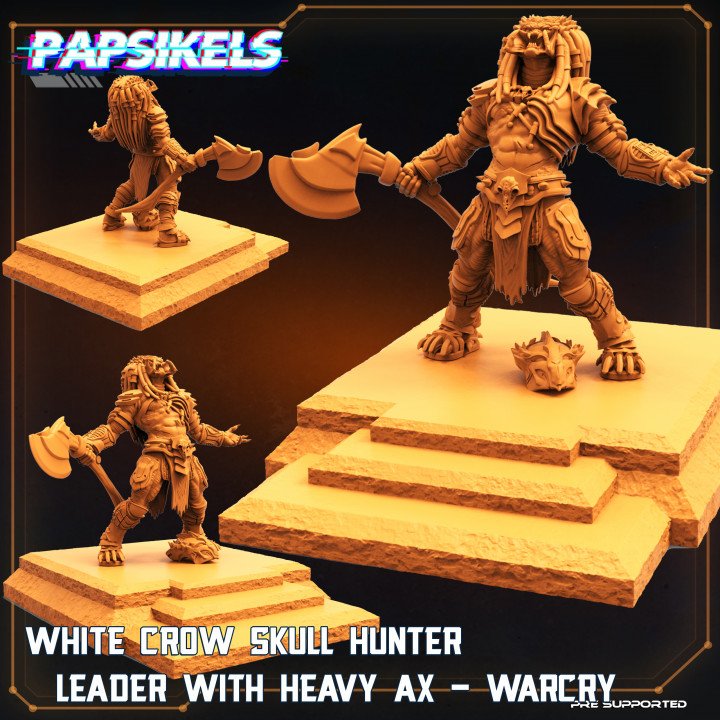 WHITE CROW SKULL HUNTER LEADER WITH HEAVY AXE WARCRY image