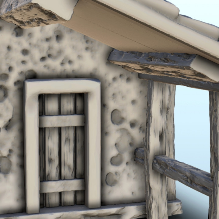 Blacksmith shop with outdoor chimney 9 - Hobbit medieval scenery terrain wargame image