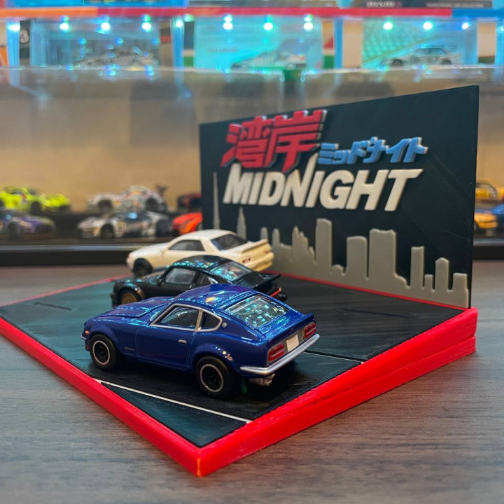 3D Printable Hotwheels/Tomica Wangan Midnight Theme Display by Giga