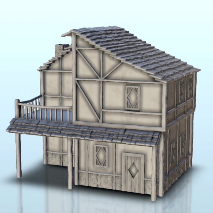3D Printable Medieval house with terrace and timbering 3 - Medieval ...