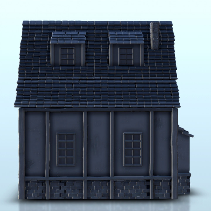 Medieval house with curved roof and dormer windows 5 - Medieval Dark Age scenery terrain wargame image