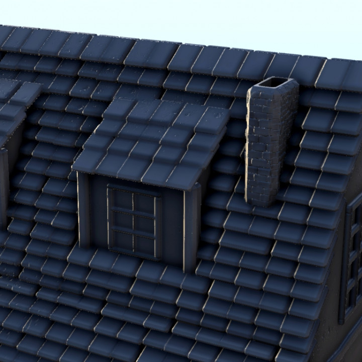 Medieval house with curved roof and dormer windows 5 - Medieval Dark Age scenery terrain wargame image