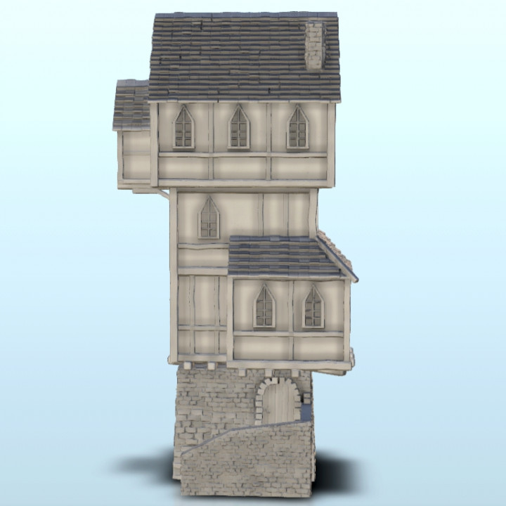 Medieval house in tower with stone stair 7 - Medieval Dark Age scenery terrain wargame image
