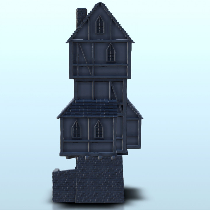 Medieval house in tower with stone stair 7 - Medieval Dark Age scenery terrain wargame image