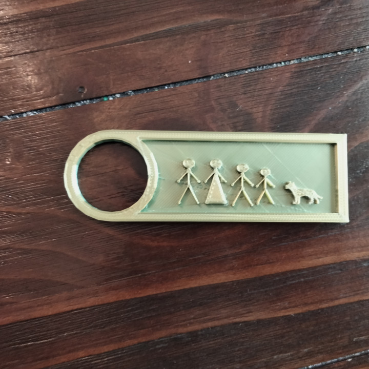 4 Person Family and Dog Keychain image