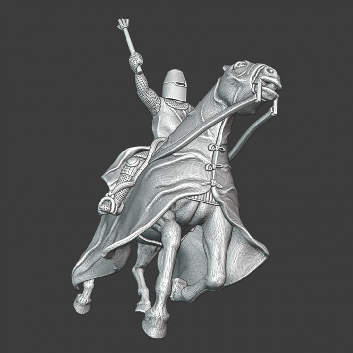 Mounted crusader charging- dynamic pose image
