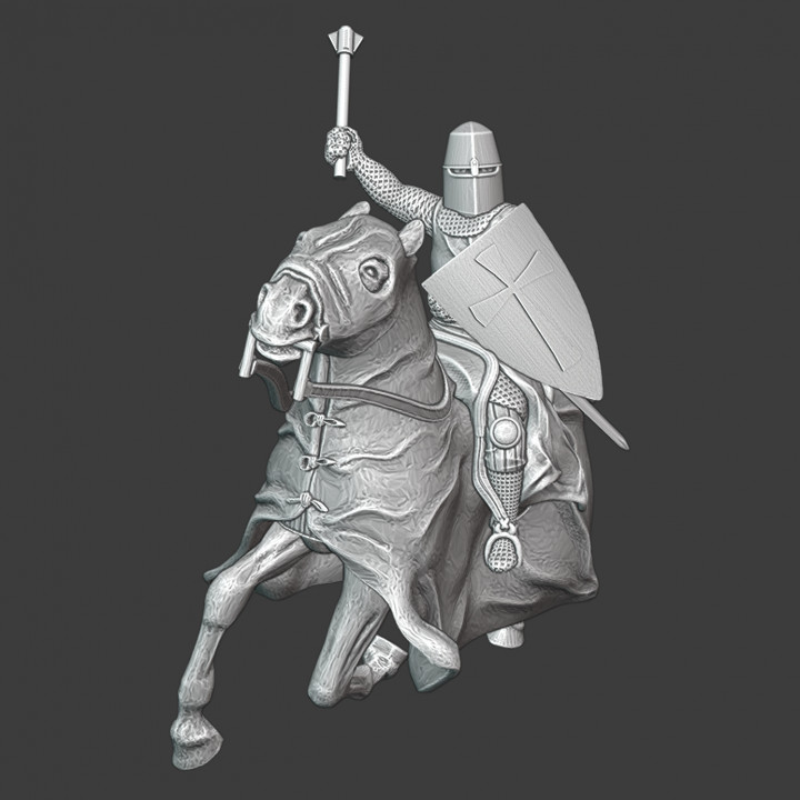 Mounted crusader charging- dynamic pose image