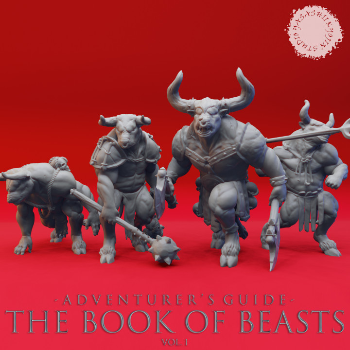 Minotaur Warband - Book of Beasts - Tabletop Miniatures (Pre-Supported) image