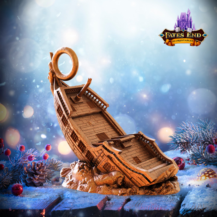 Sunken Pirate Ship Ornament - SUPPORT FREE! image