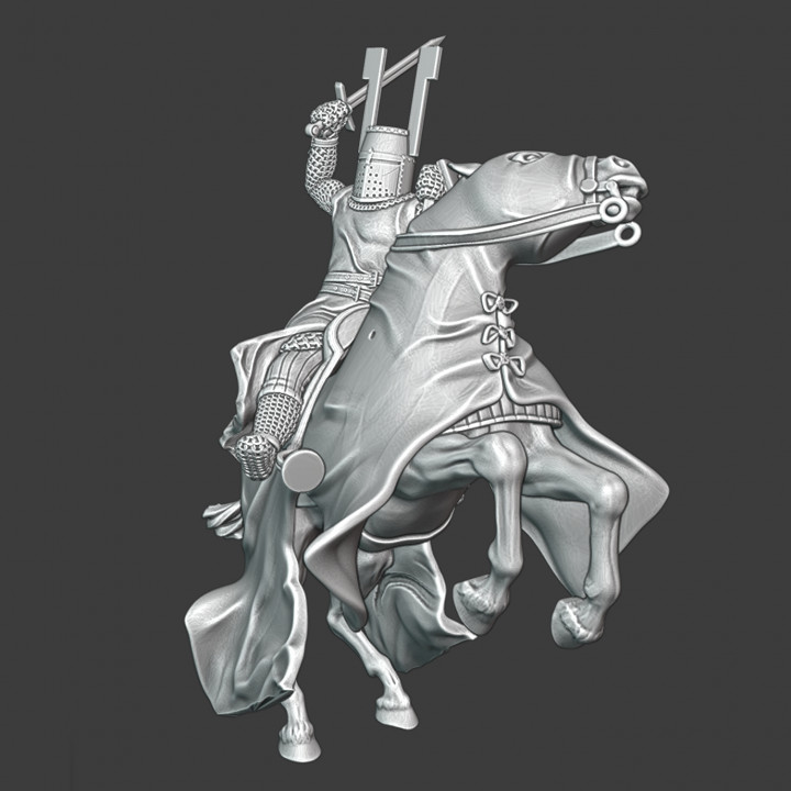 Teutonic knight fighting from horseback image