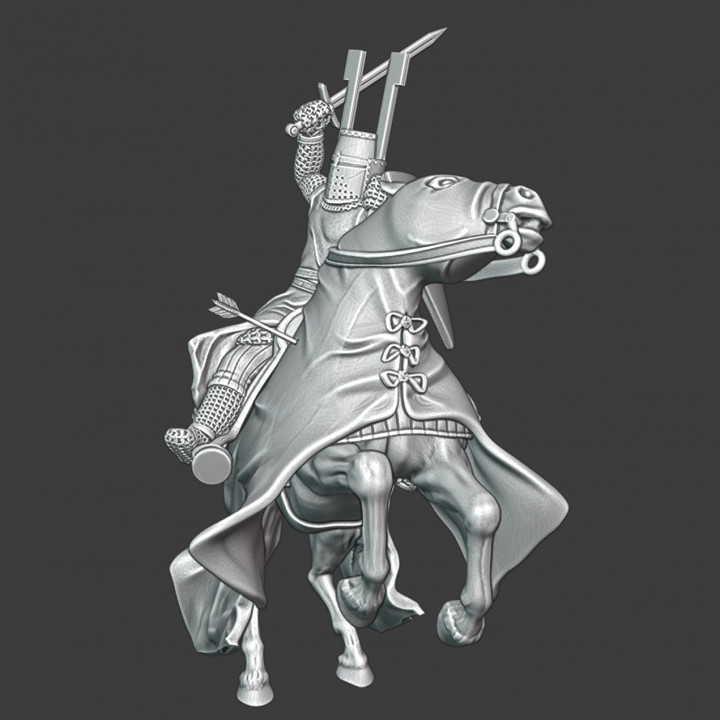 Teutonic knight fighting from horseback image