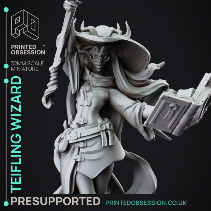 Nendra - Teifling High Mage - PRESUPPORTED - 32 mm scale image