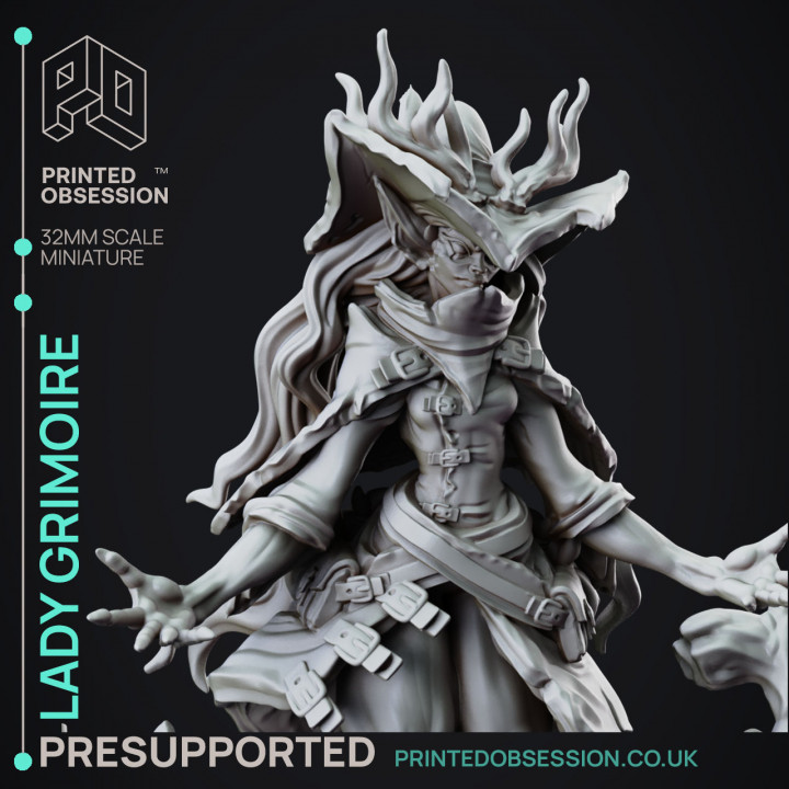 Lady Grimoire - Teifling Arch Mage - PRESUPPORTED -  32mm scale - Foundling image