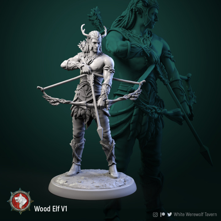 Archer wood elf 1 32mm pre-supported image