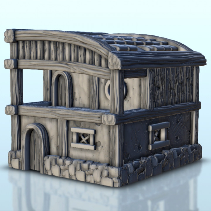 Medieval hotel with flat roof and terrace 5 - Medieval scenery terrain wargame image