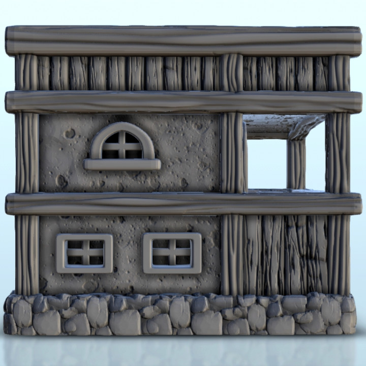 Medieval hotel with flat roof and terrace 5 - Medieval scenery terrain wargame image