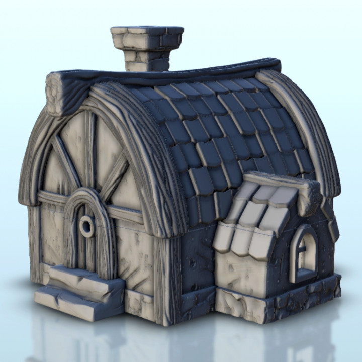 Medieval house with rounded roof and chimney 6 - Medieval scenery terrain wargame image