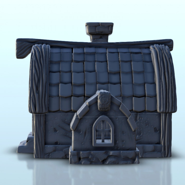 Medieval house with rounded roof and chimney 6 - Medieval scenery terrain wargame image