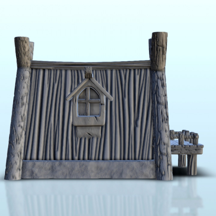 Medieval wooden hut with terrace 11 - Medieval scenery terrain wargame image