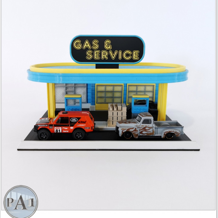 1/64 GAS STATION - HOT WHEELS/DIECASTS DIORAMA image