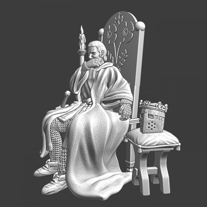 Medieval King sitting on his chair - Field Camp image