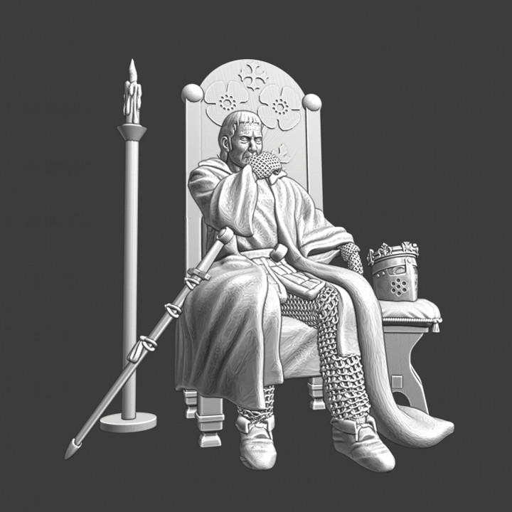 Medieval King sitting on his chair - Field Camp image