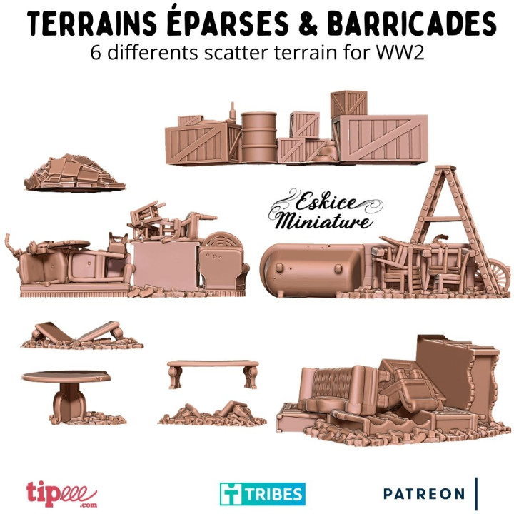 WW2 Scatter terrains X6 - 28mm for wargame image