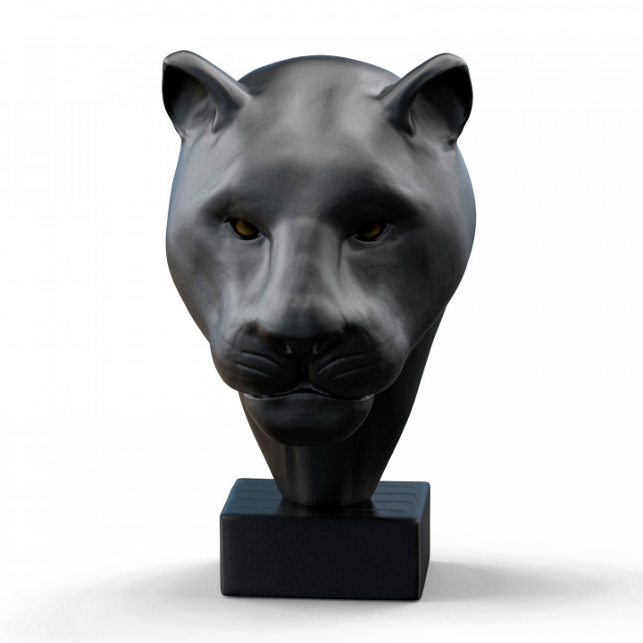 Black Panther Head Sculpture image