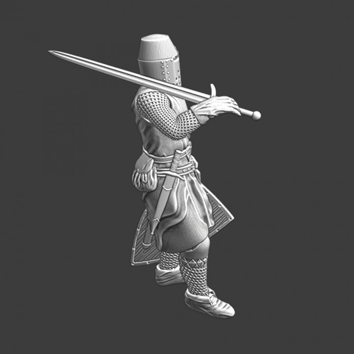 Medieval crusader knight - sword on shoulder image