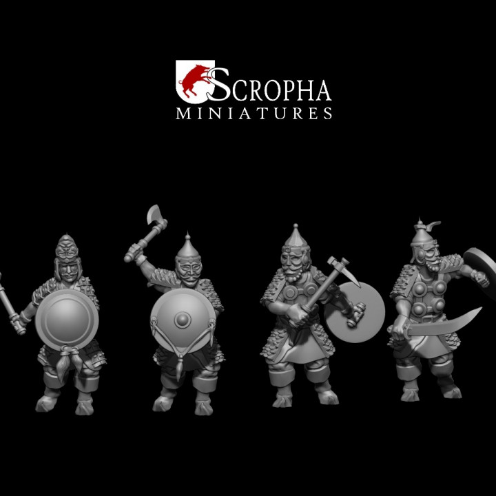 Cuman warriors with hand weapons image