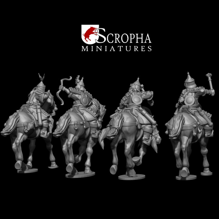 Mounted cuman warriors with bows image