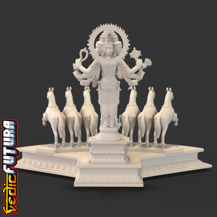 Surya - The Sun, with 7 horses & his Charioteer Aruna image