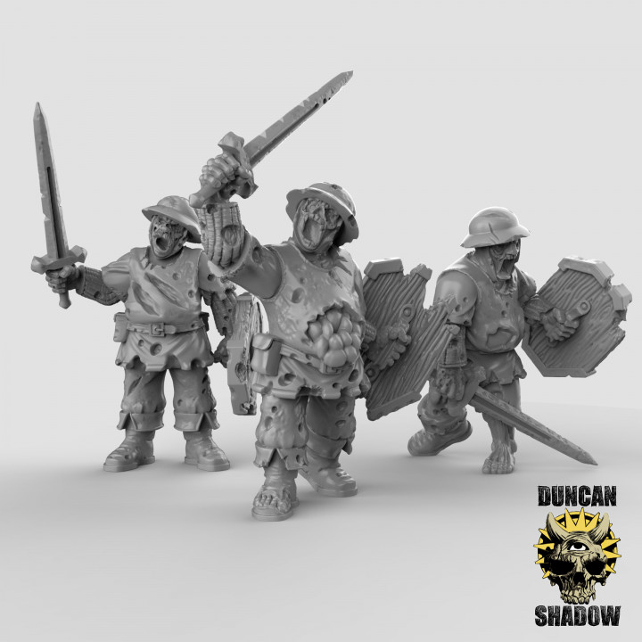 Zombie Town Guard with Swords and Sheilds (pre supported) image