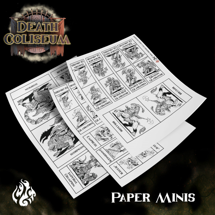 Death Coliseum: Monster Templates, Paper miniatures & Battle Maps image