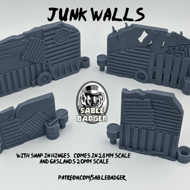Post Apocalypse 28mm Junk walls Modular and Connectable image