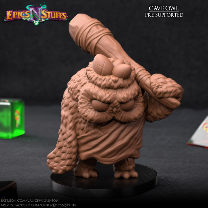 Owlkin Cave Owl Miniature - Pre-Supported image