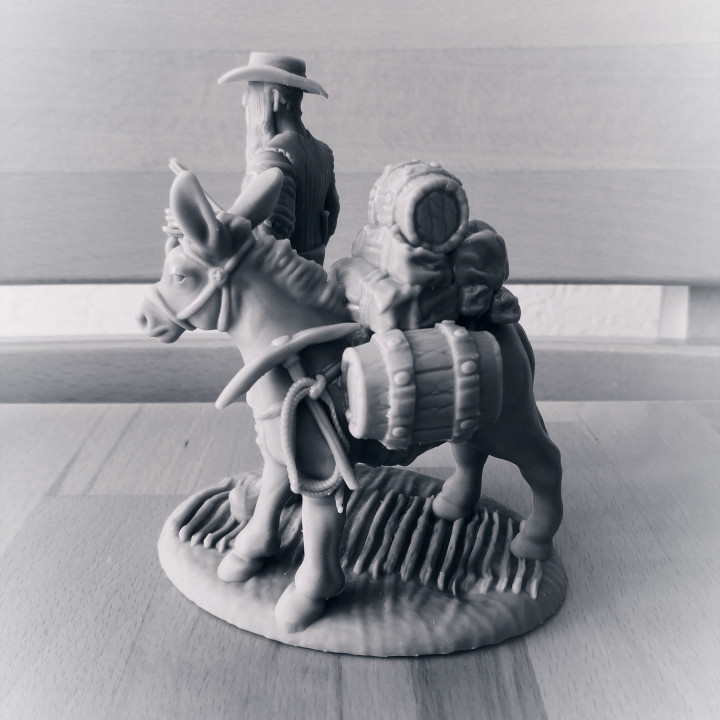 3D Printable Wild West Prospector with Mule by Rudolf Arendt