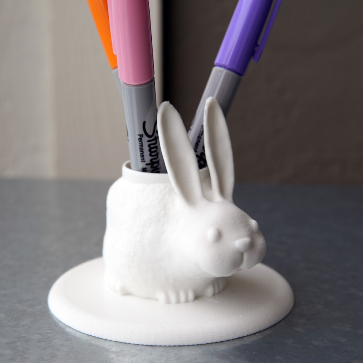 3d Printable Bunny Pen Holder By Philippe Barreaud